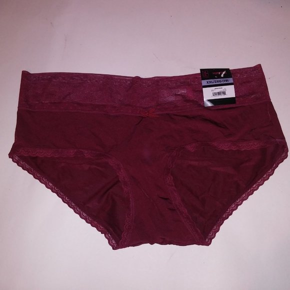 No Boundaries Panty XXL 2X 19 Hipster Solid Burgundy Lace Trim New With Tags  *B - Picture 2 of 7